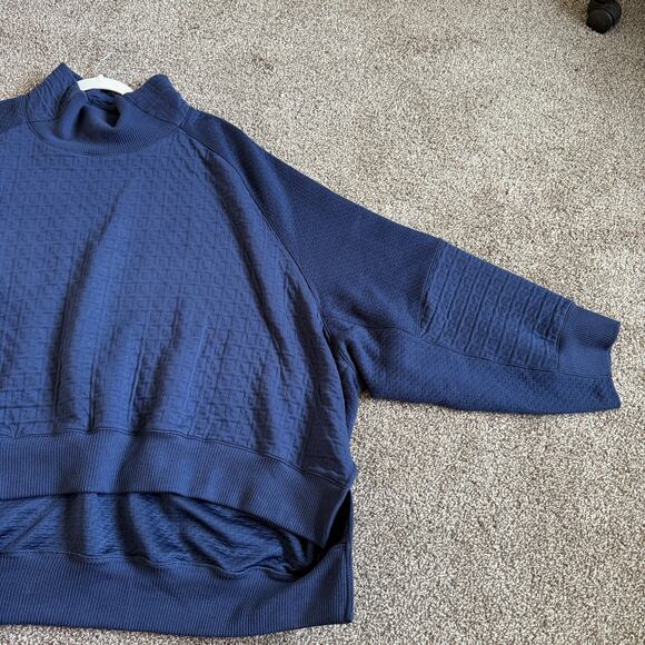 Women Yoga Nike Therma-Fit Mock Neck Long Sleeve Pullover Sweater Navy Blue XXL - Picture 2 of 8